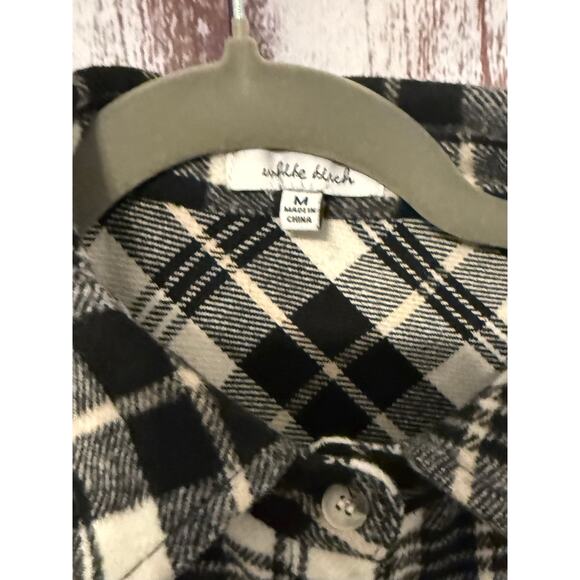 White Birch Black and White Flannel with raw hem Size Mi - Picture 3 of 7